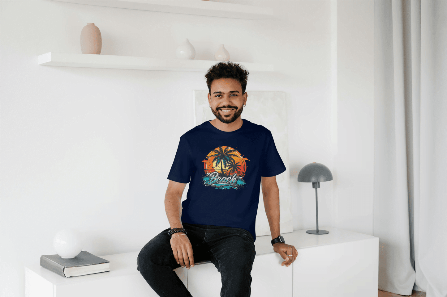 Beach Sunset Palm Tree: Tropical Summer Vibes Tee - Essentia Attire