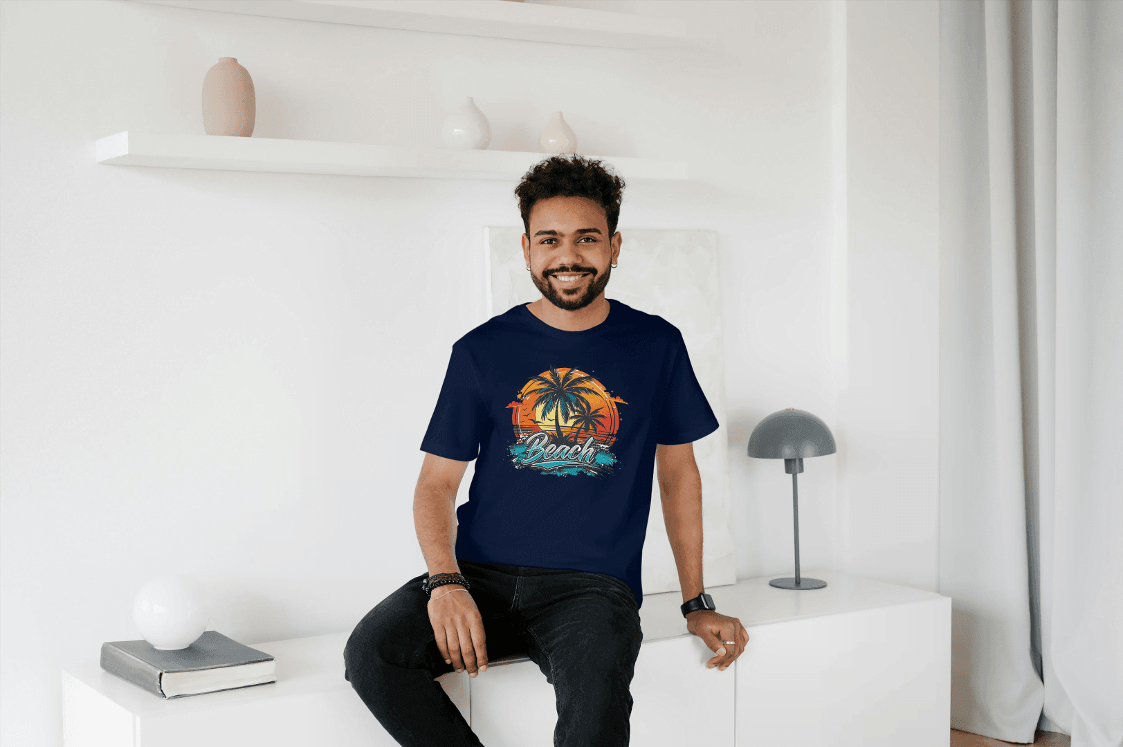 Beach Sunset Palm Tree: Tropical Summer Vibes Tee - Essentia Attire