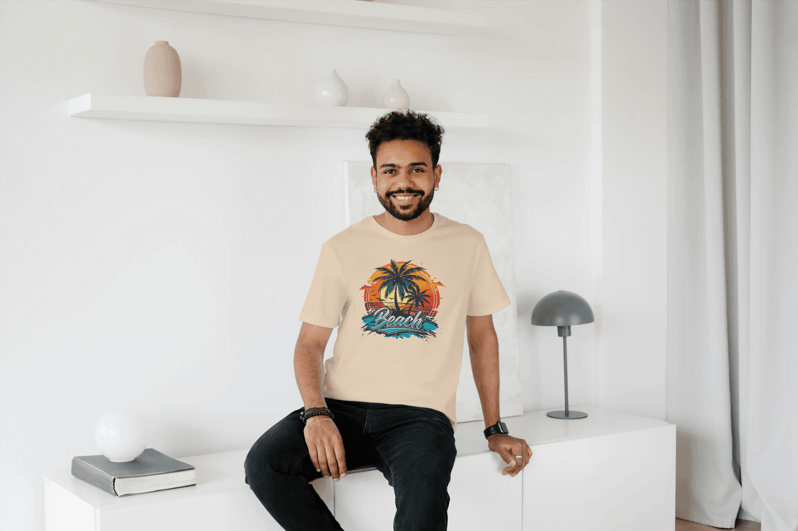 Beach Sunset Palm Tree: Tropical Summer Vibes Tee - Essentia Attire
