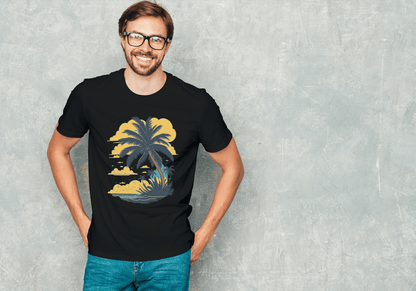 Tropical Palm Tree Beach: Summer Island Vibes Tee - Essentia Attire