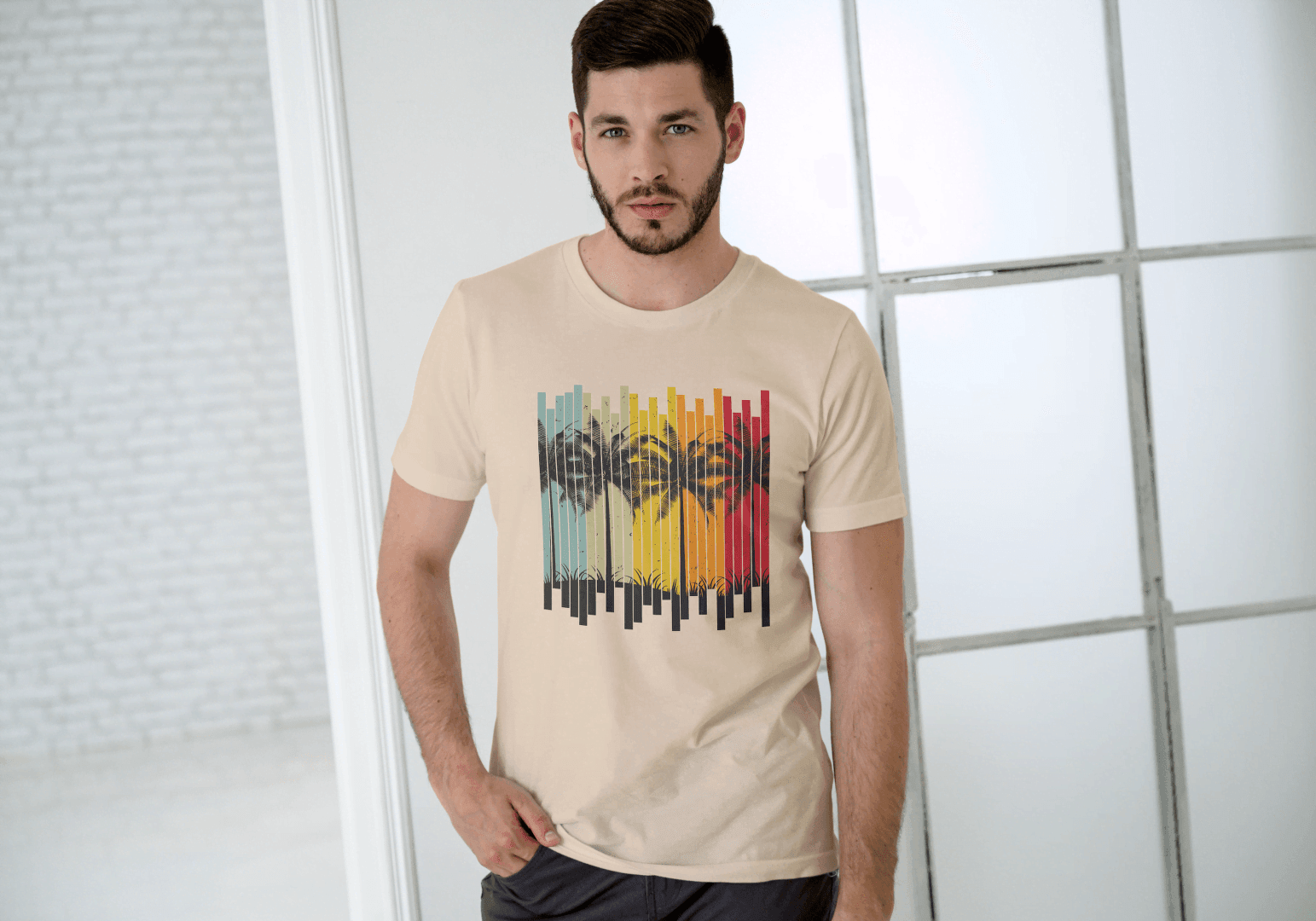 Tropical Palm Tree Beach: Summer Island Vibes Tee - Essentia Attire