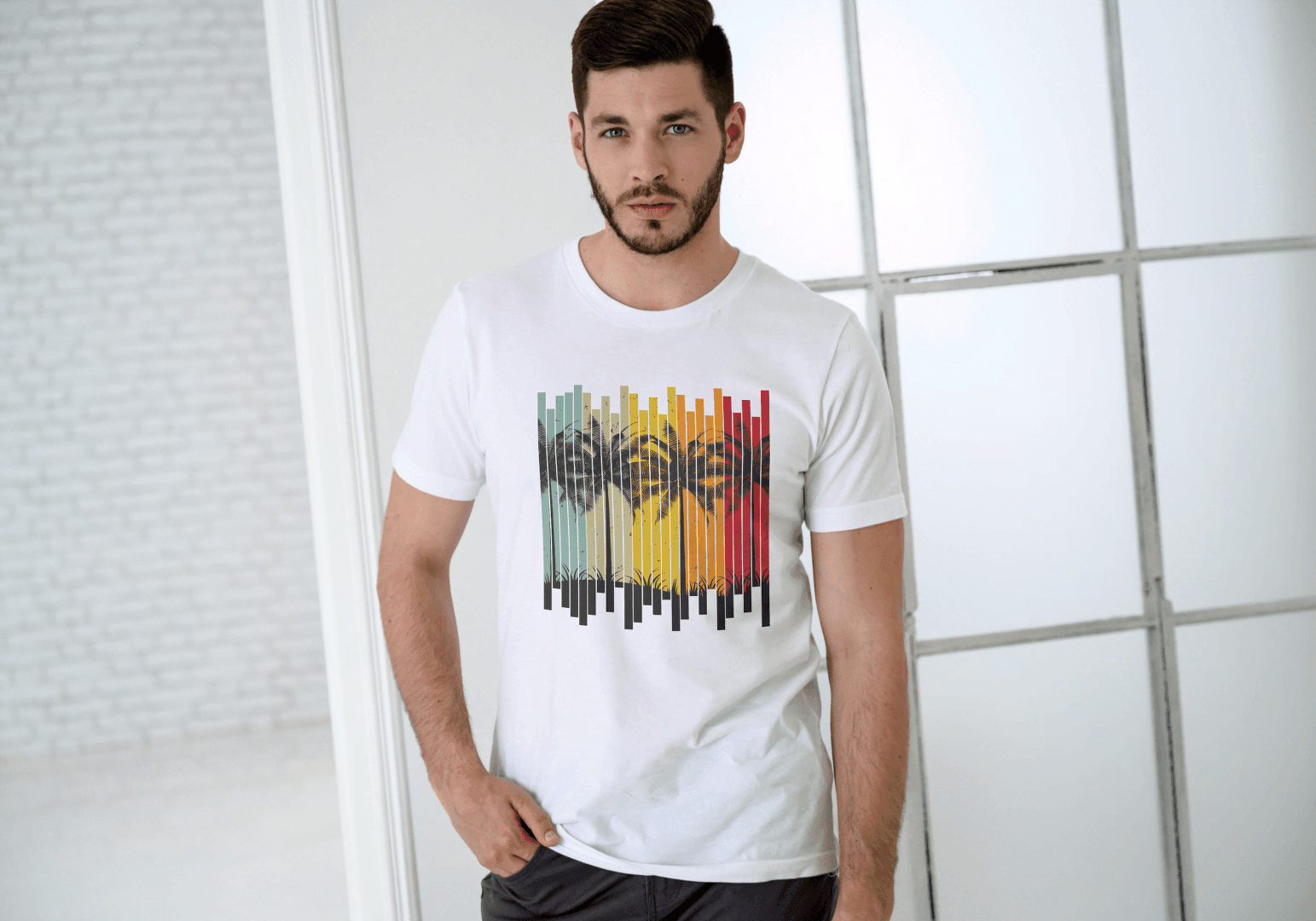 Tropical Palm Tree Beach: Summer Island Vibes Tee - Essentia Attire