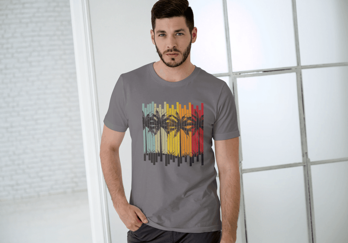 Tropical Palm Tree Beach: Summer Island Vibes Tee - Essentia Attire