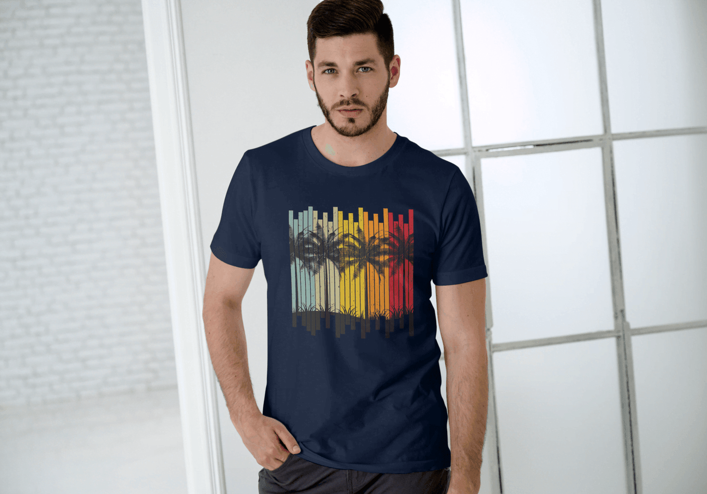 Tropical Palm Tree Beach: Summer Island Vibes Tee - Essentia Attire
