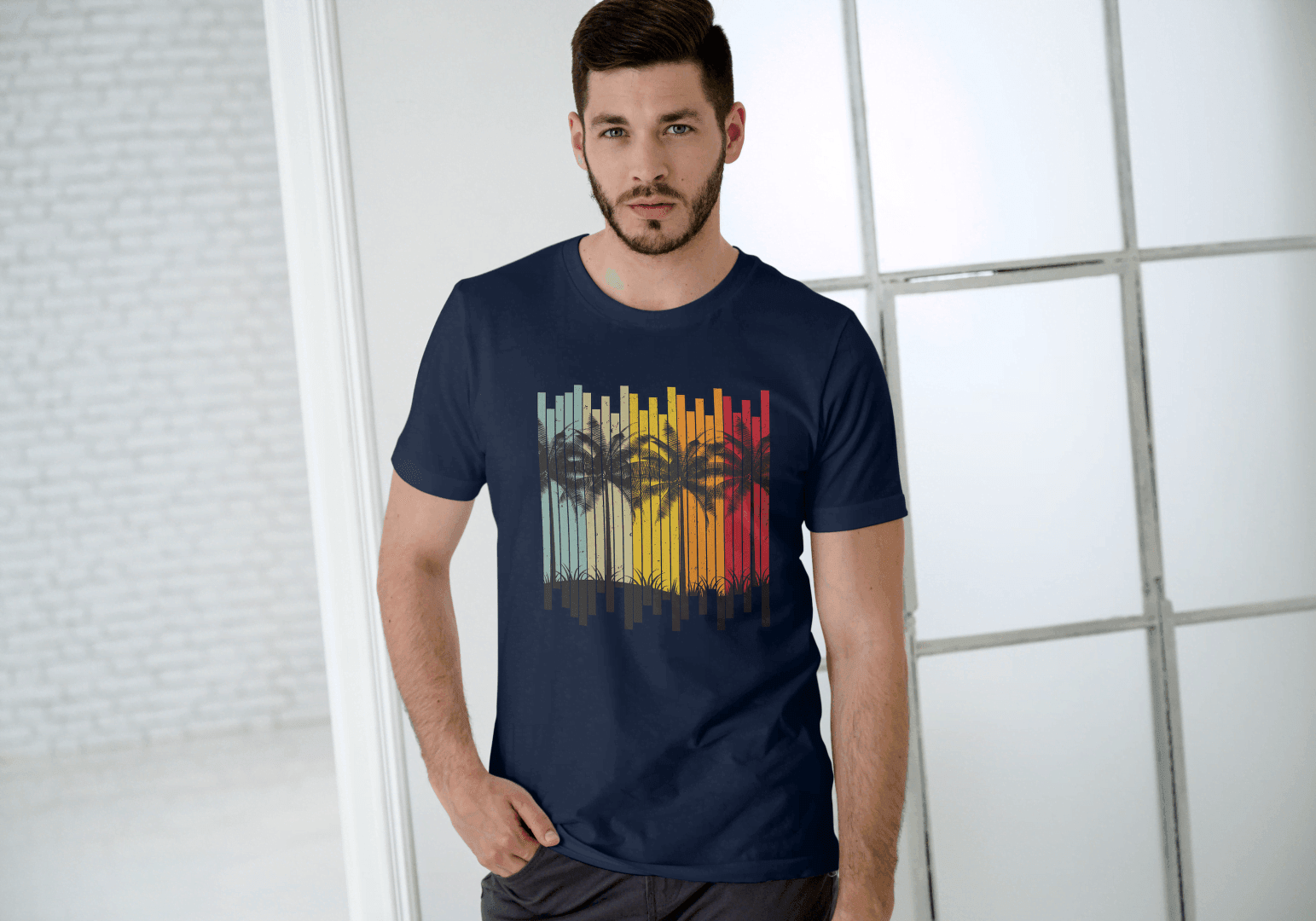 Tropical Palm Tree Beach: Summer Island Vibes Tee - Essentia Attire