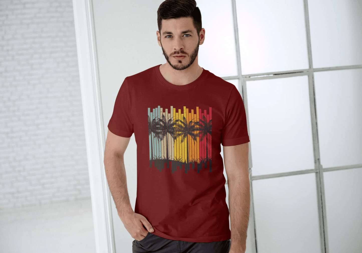 Tropical Palm Tree Beach: Summer Island Vibes Tee - Essentia Attire