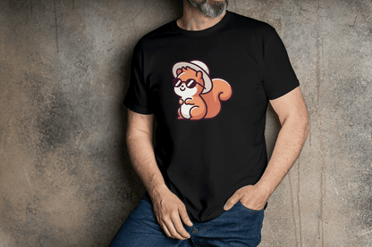 Cute Squirrel with Hat & Sunglasses: Summer Animal Tee - Essentia Attire