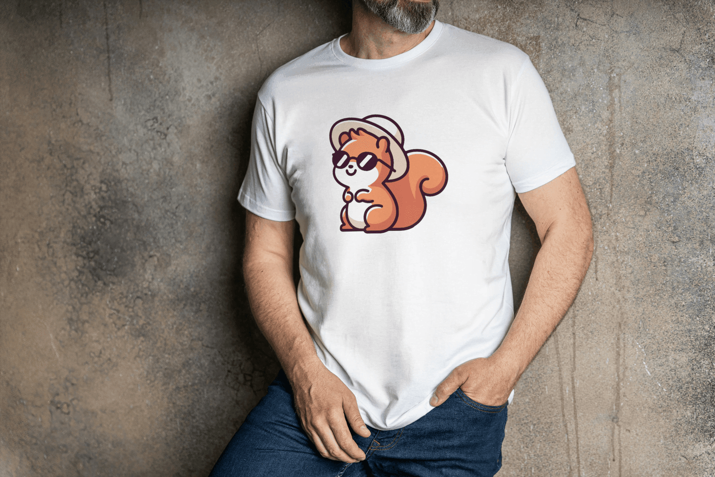 Cute Squirrel with Hat & Sunglasses: Summer Animal Tee - Essentia Attire