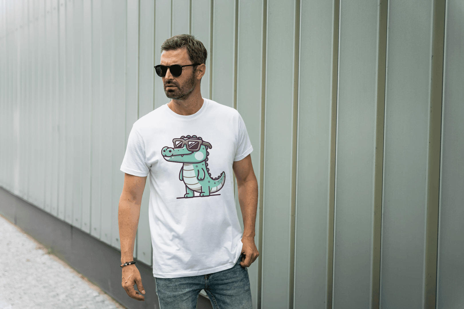 Cute Crocodile Sunglasses: Cartoon Alligator Tee - Essentia Attire