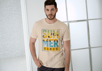SUMMER VIBES Palm Tree Sunset: Beach Landscape Tee - Essentia Attire