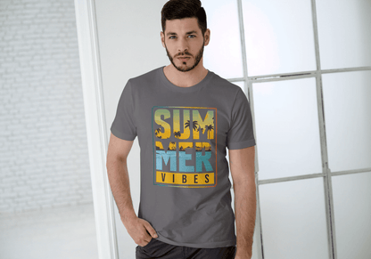 SUMMER VIBES Palm Tree Sunset: Beach Landscape Tee - Essentia Attire