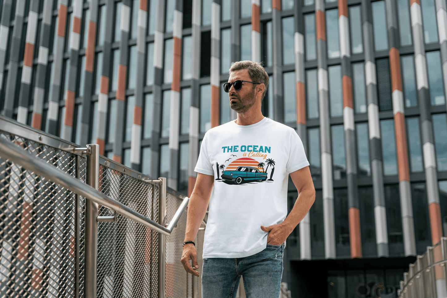 Ocean is Calling Vintage Car: Surf & Beach Life Tee - Essentia Attire