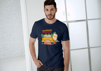 Happy Summer Holiday Classic Car: Retro Beach Surf Tee - Essentia Attire
