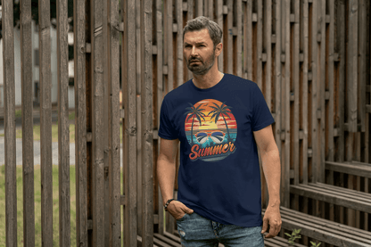 Summer Sunset Palm Tree & Sunglasses: Beach Vibes Tee - Essentia Attire