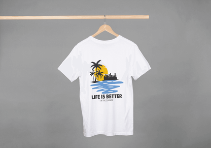 Life Is Better In The Summer: Beach & City Skyline Tee - Essentia Attire