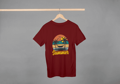 Summer Hammock & Palm Trees: Tropical Beach Sunset Tee - Essentia Attire