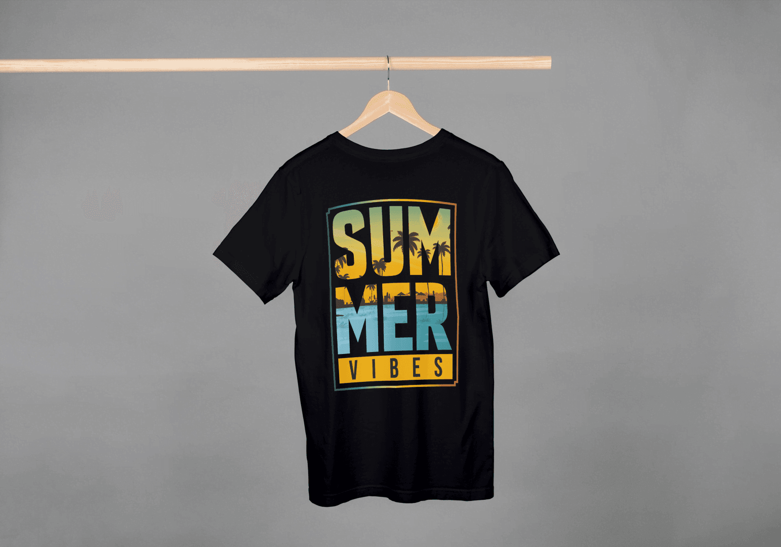 SUMMER VIBES Palm Tree Sunset: Beach Landscape Tee - Essentia Attire