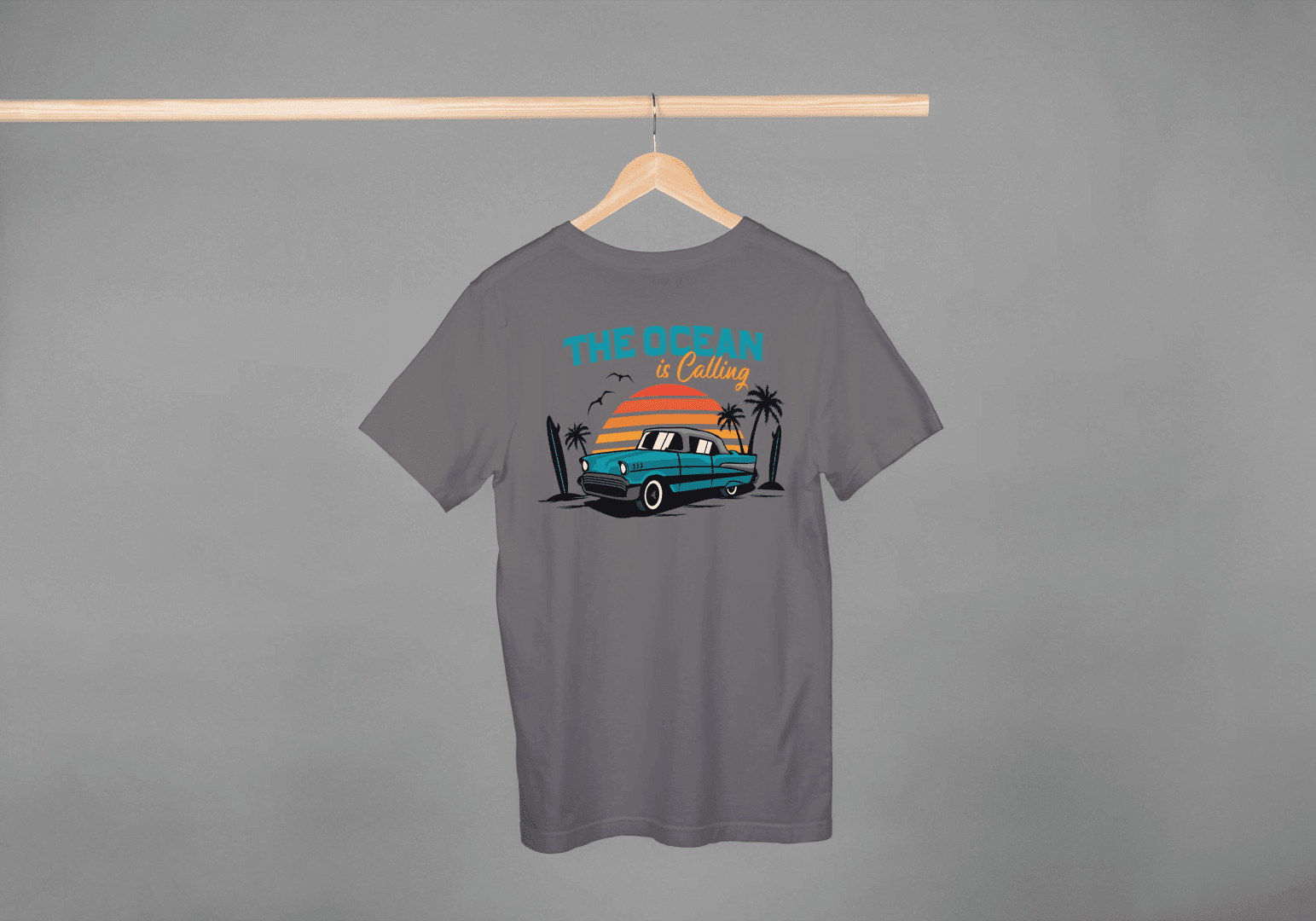 Ocean is Calling Vintage Car: Surf & Beach Life Tee - Essentia Attire