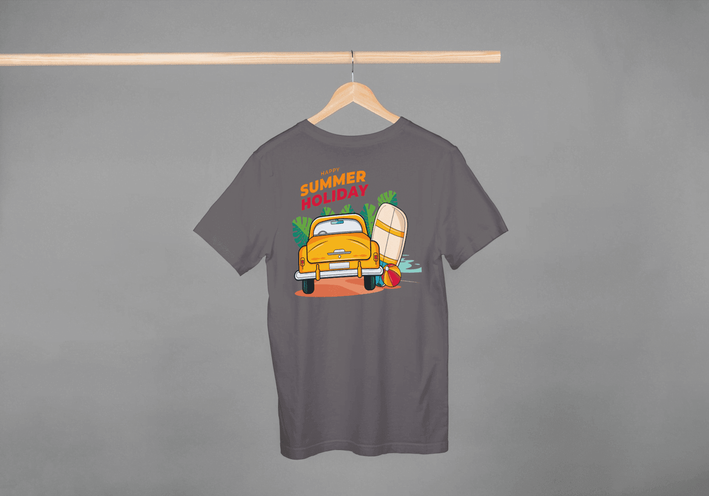 Happy Summer Holiday Classic Car: Retro Beach Surf Tee - Essentia Attire