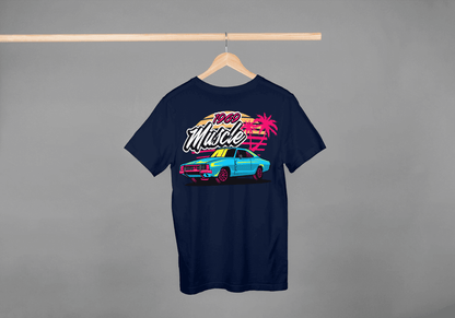1969 Muscle Car Beach Sunset: Retro Vaporwave Tee - Essentia Attire