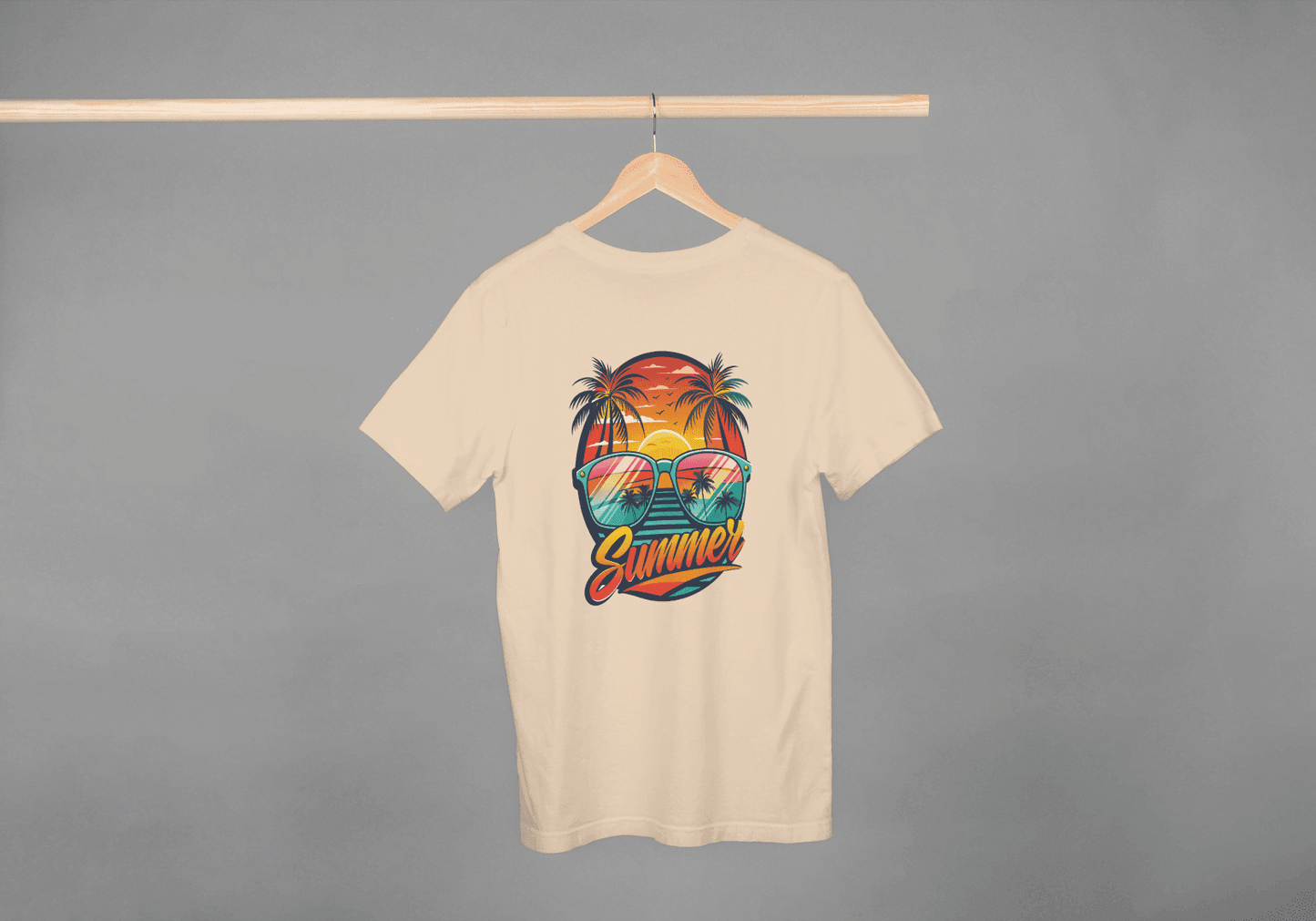 Summer Sunset Palm Tree & Sunglasses: Beach Vibes Tee - Essentia Attire