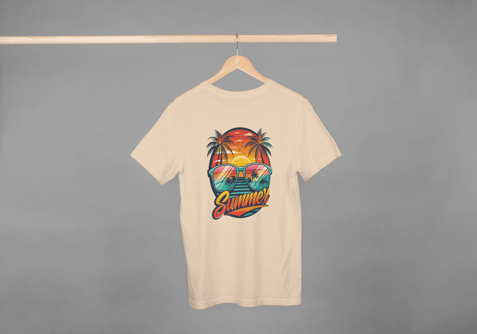 Summer Sunset Palm Tree & Sunglasses: Beach Vibes Tee - Essentia Attire