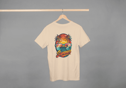 Summer Sunset Palm Tree & Sunglasses: Beach Vibes Tee - Essentia Attire