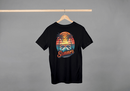 Summer Sunset Palm Tree & Sunglasses: Beach Vibes Tee - Essentia Attire
