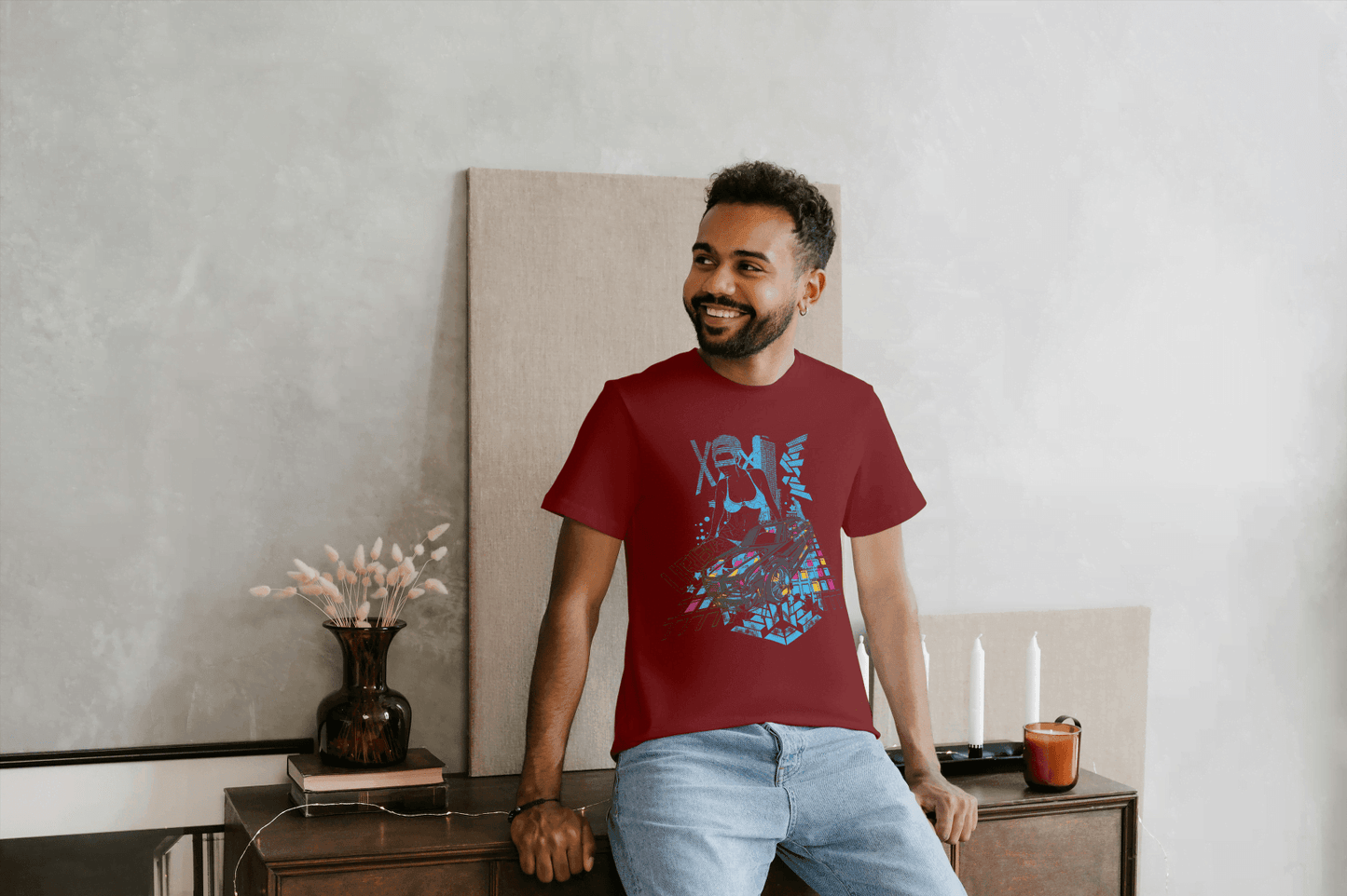 Cyberpunk Dynamic Car: Futuristic Graphic Tee - Essentia Attire