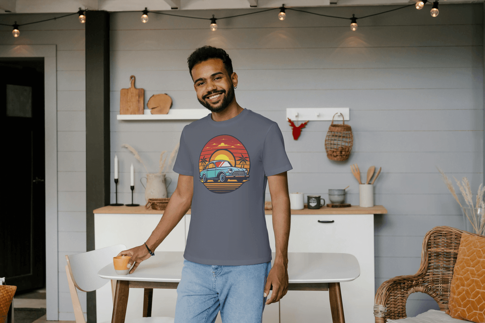 Sunset Classic Car: Vintage Beach Cruiser - Essentia Attire