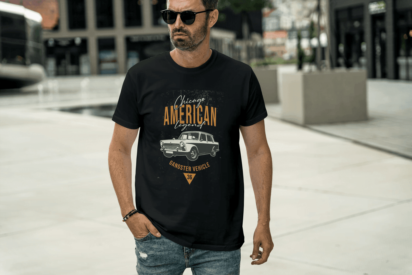 Chicago American Legend: Vintage Gangster Vehicle Tee - Essentia Attire