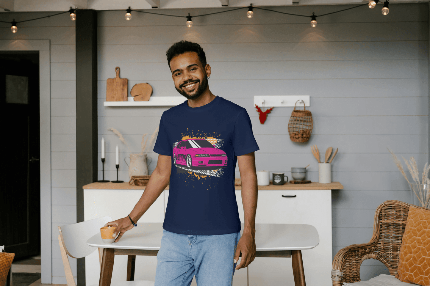 Pink Drift Car: Automotive Action Tee - Essentia Attire