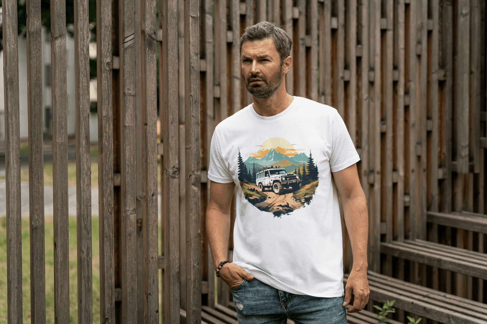 Off-Road Adventure: Mountain Jeep Graphic Tee - Essentia Attire