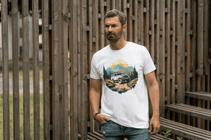 Off-Road Adventure: Mountain Jeep Graphic Tee - Essentia Attire