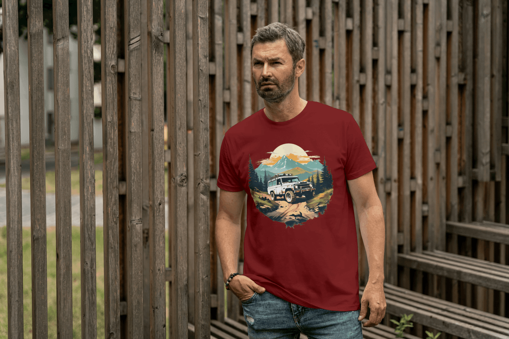 Off-Road Adventure: Mountain Jeep Graphic Tee - Essentia Attire