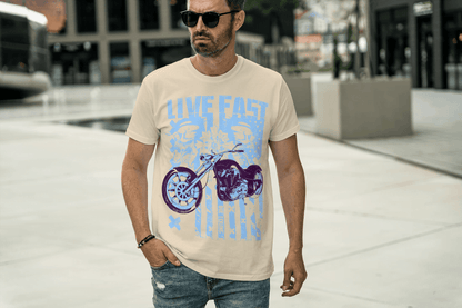 Live Fast Die Young: Skull & Vintage Biker Tee - Essentia Attire