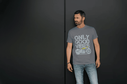 Classic Bike Enthusiast: Only Good Vibes Vintage Motorcycle - Essentia Attire