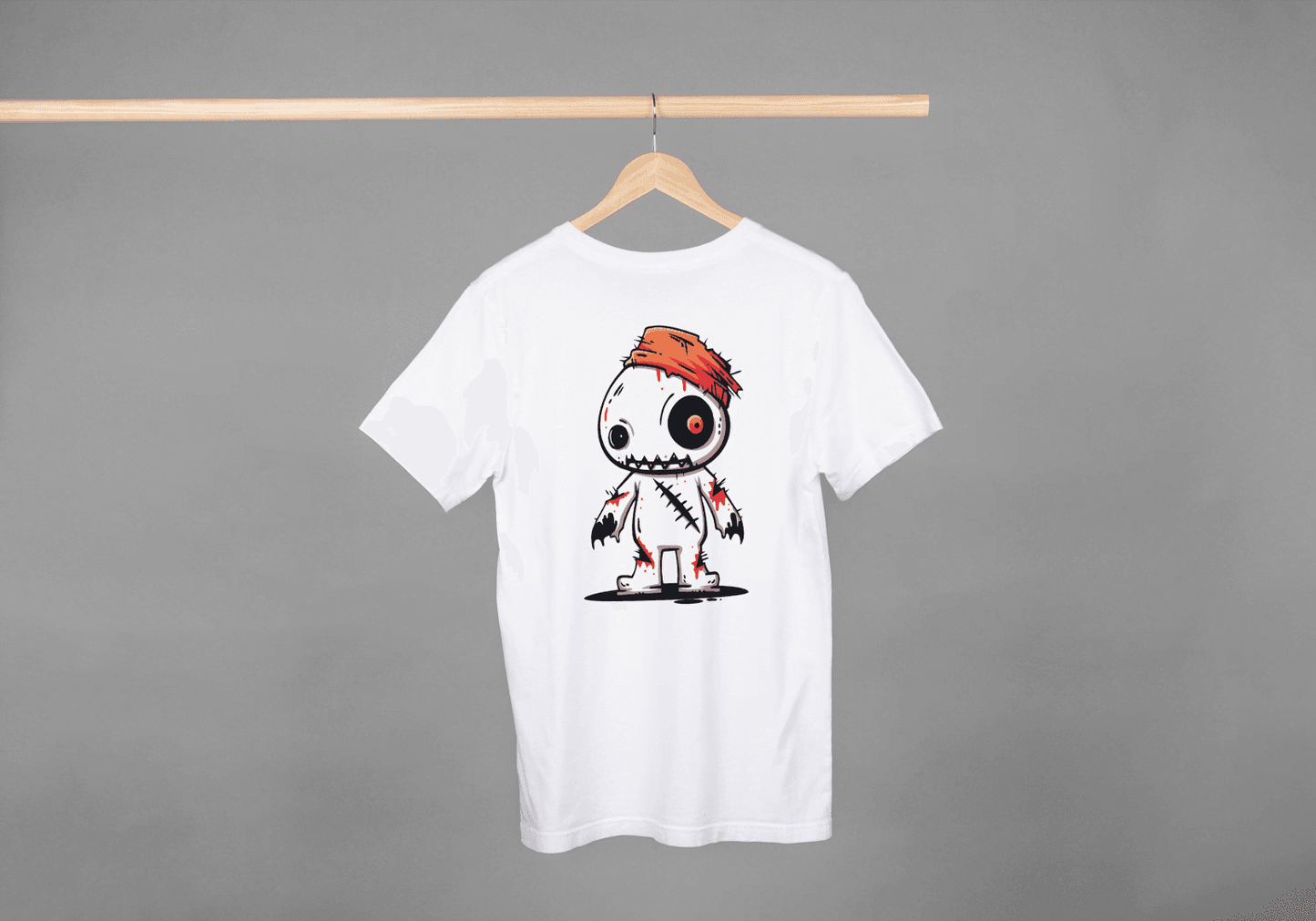 Cute Voodoo Doll: Spooky Cartoon Rag Doll Tee - Essentia Attire