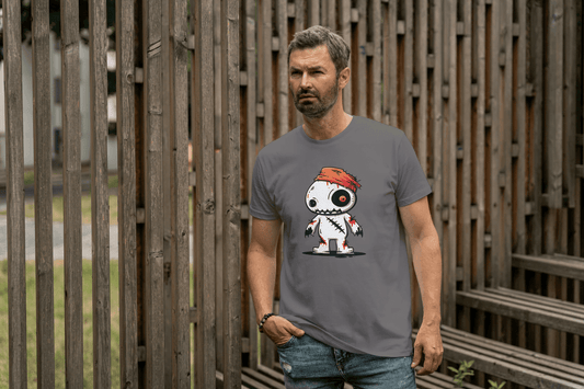 Cute Voodoo Doll: Spooky Cartoon Rag Doll Tee - Essentia Attire