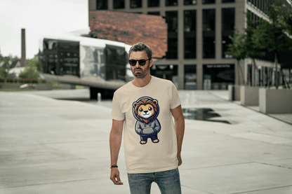 Cute Lion Wearing Hoodie: Adorable Animal Graphic Tee - Essentia Attire