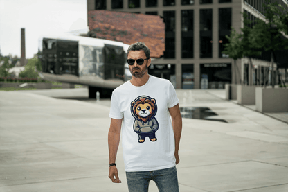 Cute Lion Wearing Hoodie: Adorable Animal Graphic Tee - Essentia Attire