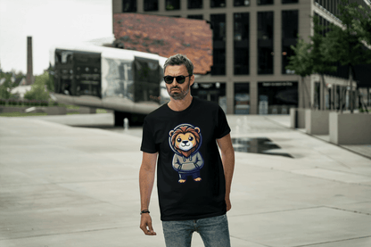 Cute Lion Wearing Hoodie: Adorable Animal Graphic Tee - Essentia Attire