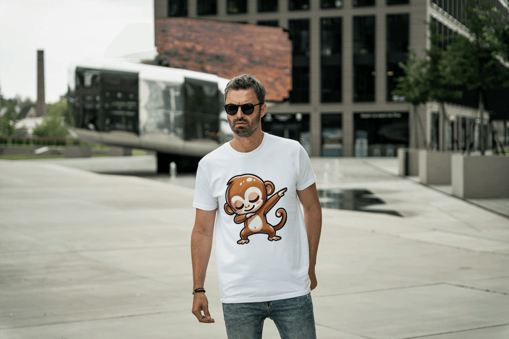 Dabbing Monkey: Cute Cartoon Animal Tee - Essentia Attire