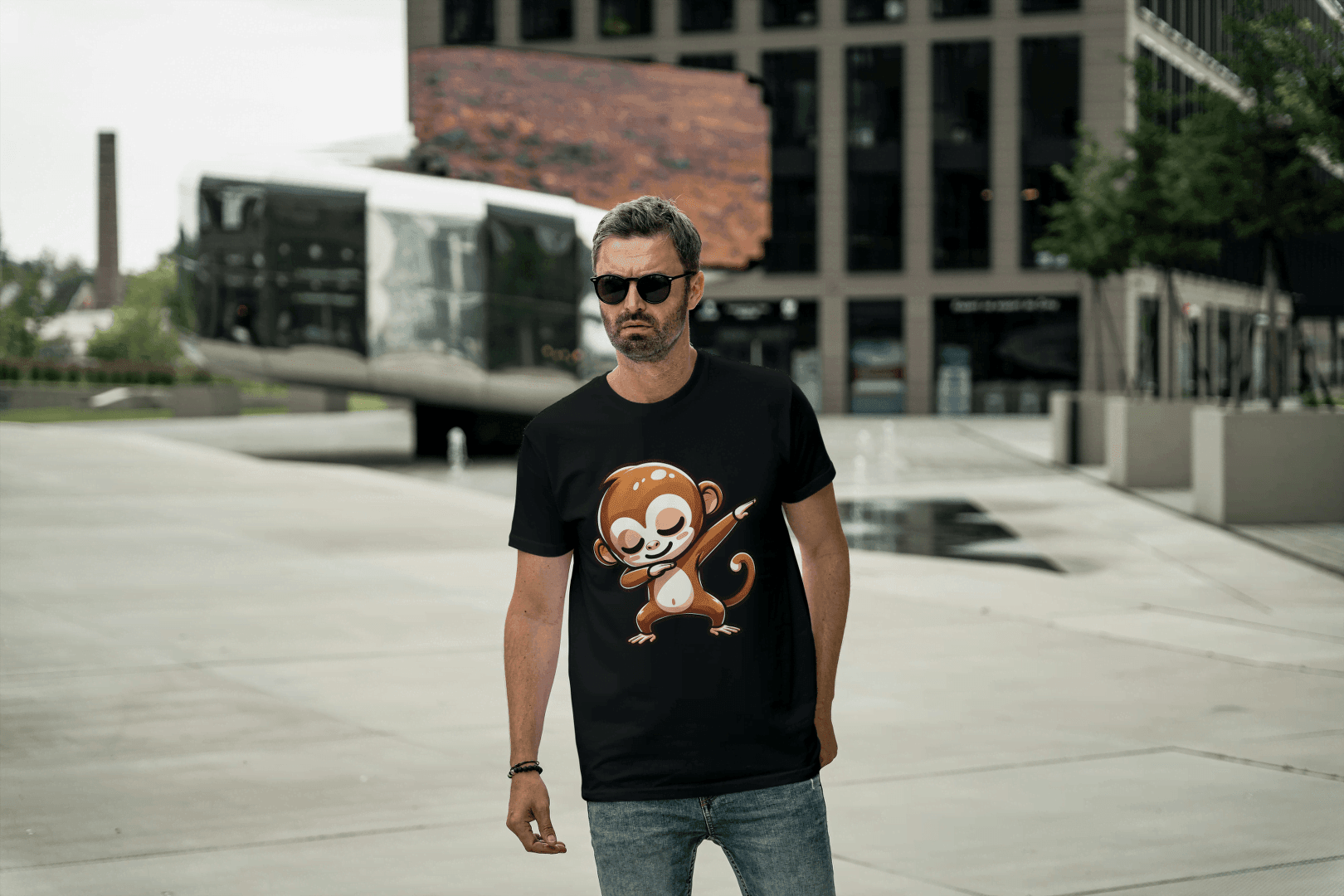 Dabbing Monkey: Cute Cartoon Animal Tee - Essentia Attire