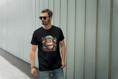 Vibrant DJ Monkey: Happy Music Lover Tee - Essentia Attire