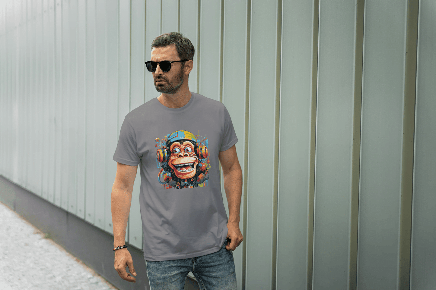 Vibrant DJ Monkey: Happy Music Lover Tee - Essentia Attire