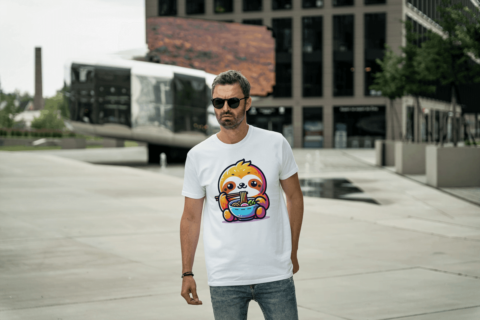 Cute Sloth Ramen: Noodle Lover Graphic Tee - Essentia Attire