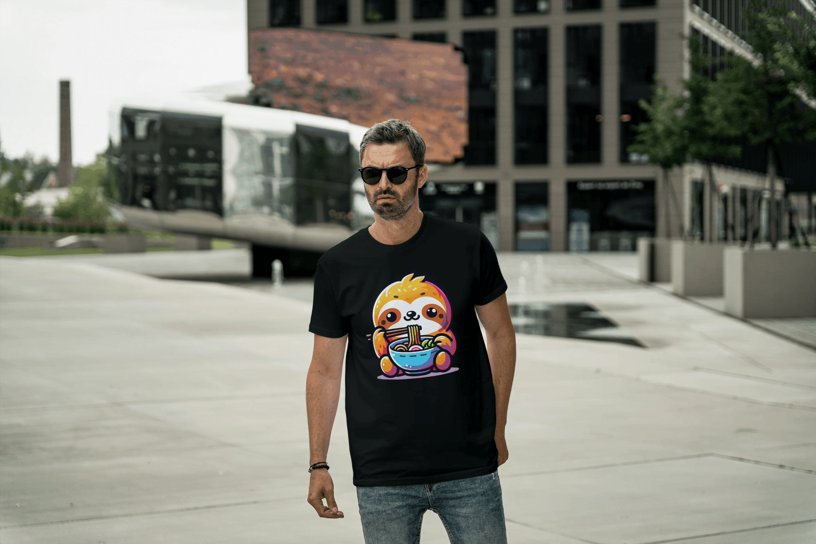 Cute Sloth Ramen: Noodle Lover Graphic Tee - Essentia Attire
