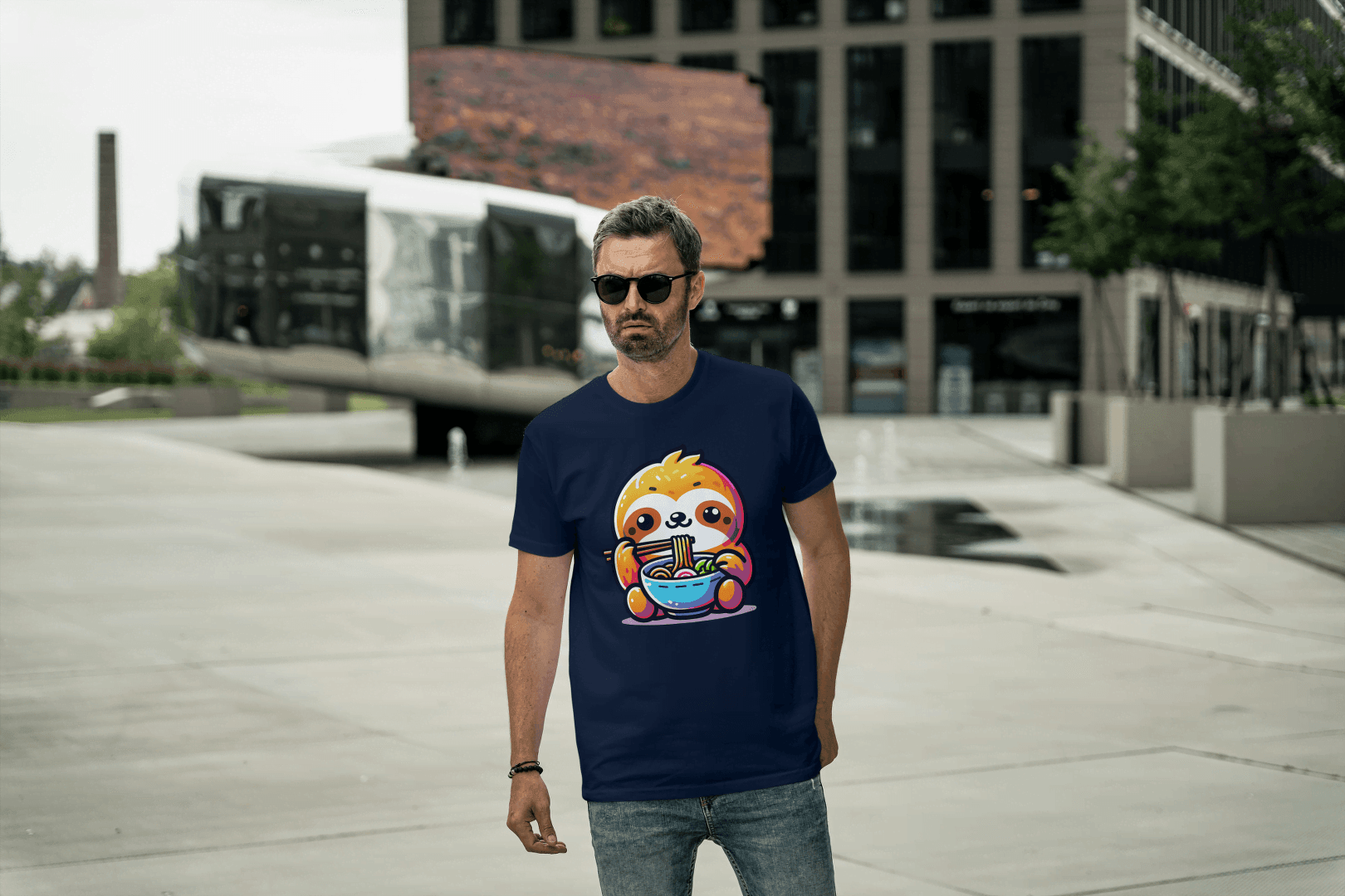 Cute Sloth Ramen: Noodle Lover Graphic Tee - Essentia Attire