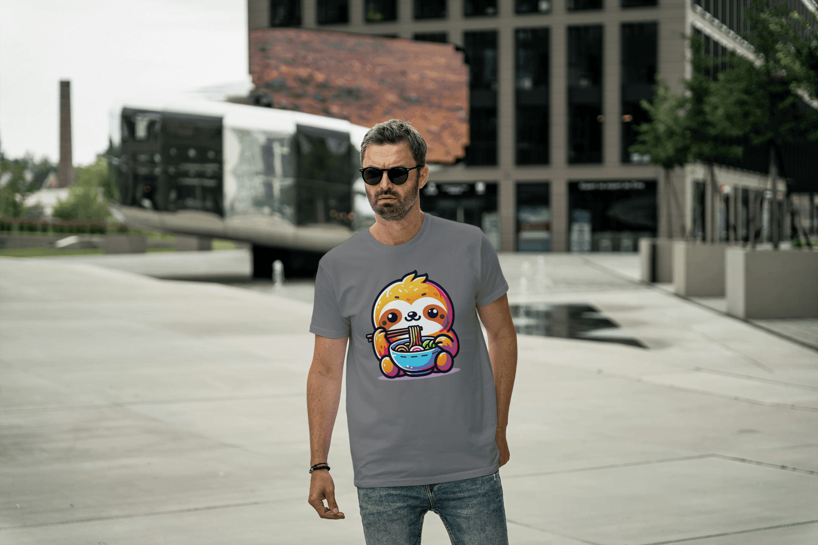 Cute Sloth Ramen: Noodle Lover Graphic Tee - Essentia Attire